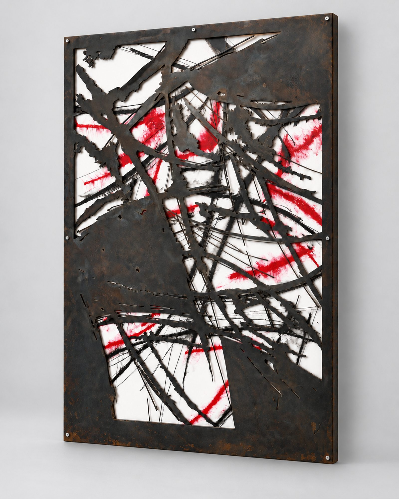 Abstrakt Stahl/Rot Ansicht 3